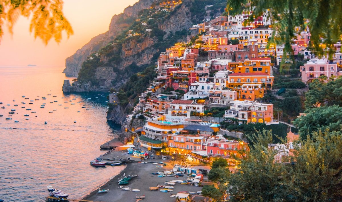 the amalfi coast in italy with colourful buildings